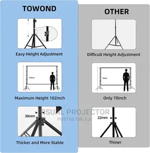 Projector Screen and Stand 120 Inch, 266 X150 Cm