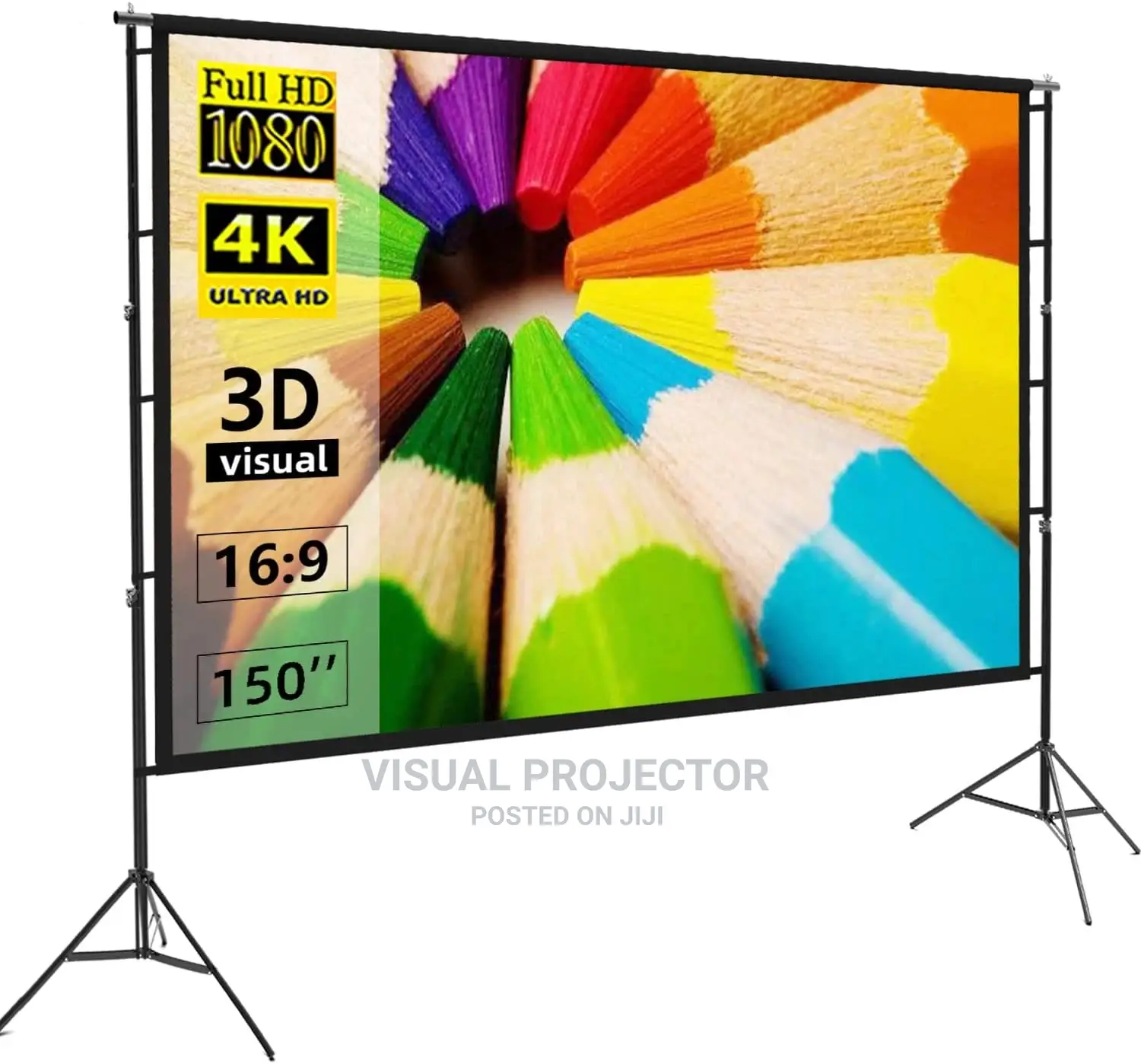 Projector Screen and Stand 120 Inch, 266 X150 Cm