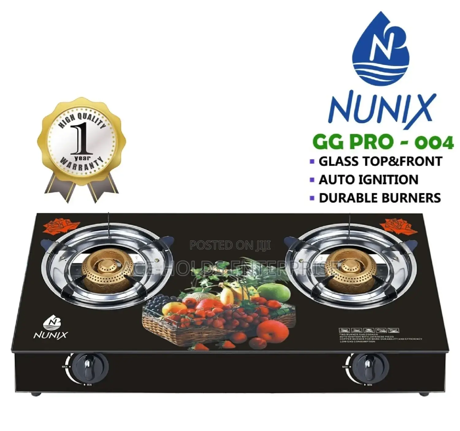 Nunix 2 Burner Glass Cooker Complete