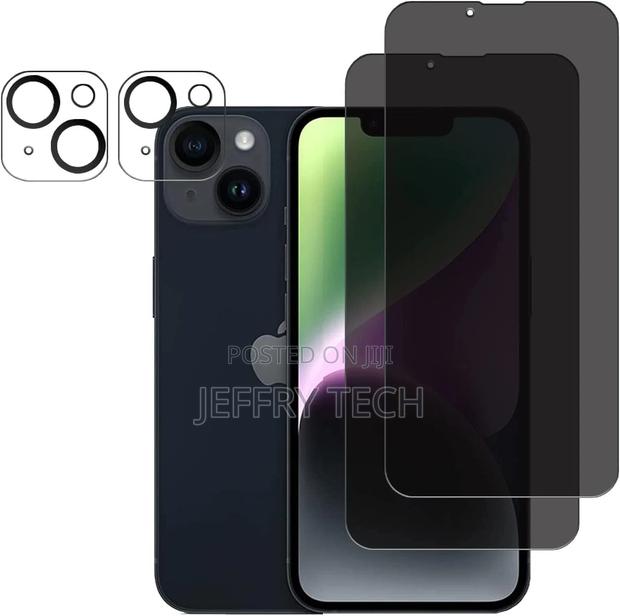 [2+2 Pack] iPhone 14 Privacy Screen Protector and Camera Len - main view