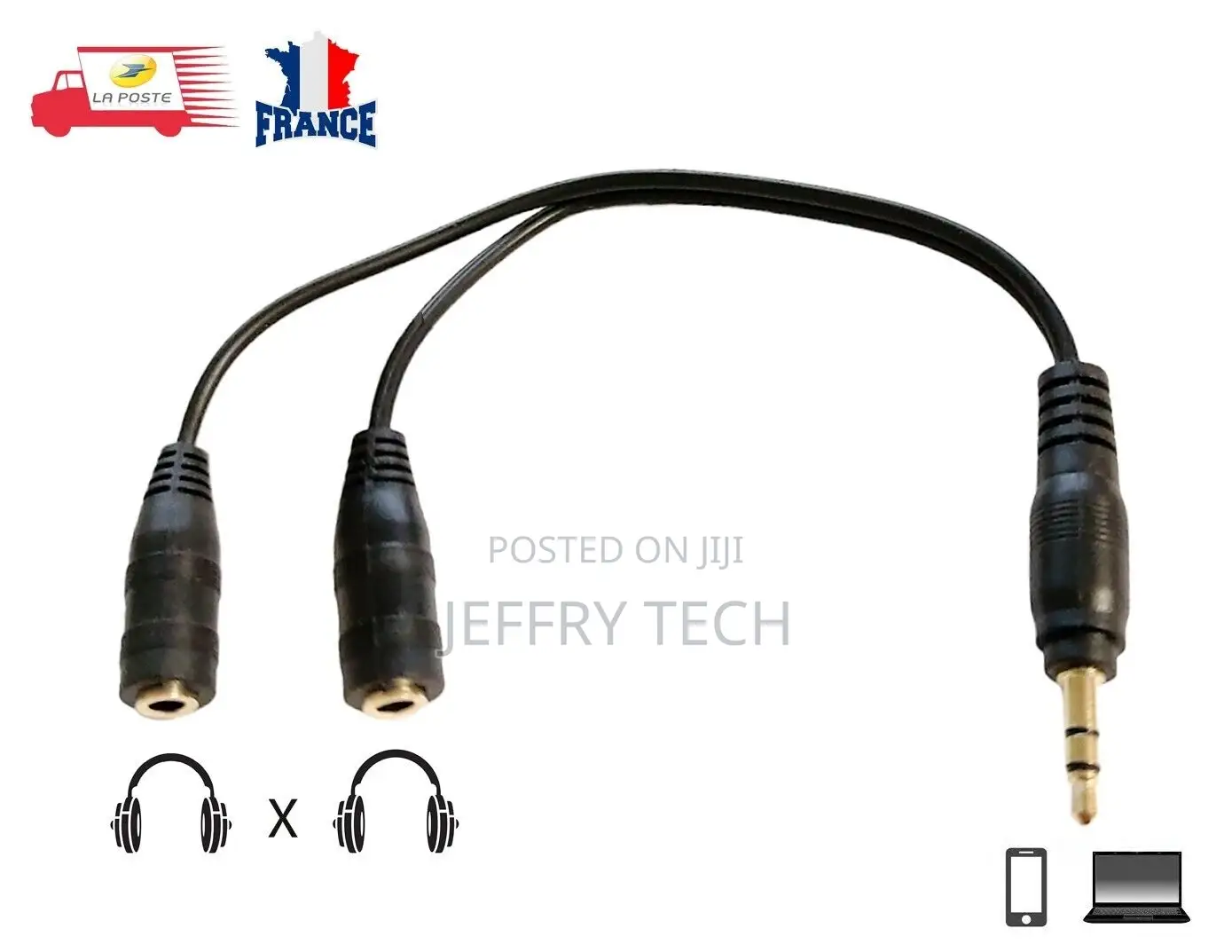 3.5mm Audio Stereo Y Separator Cable Extension Headphone, He