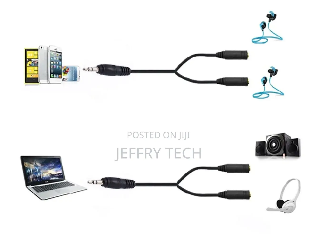 3.5mm Audio Stereo Y Separator Cable Extension Headphone, He