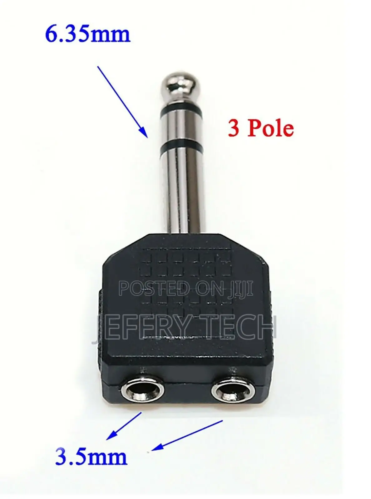 6.35mm Male to 3.5mm Double Female Jack Plug Audio Adapter J