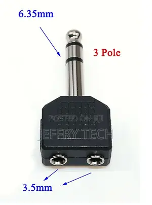 6.35mm Male to 3.5mm Double Female Jack Plug Audio Adapter J