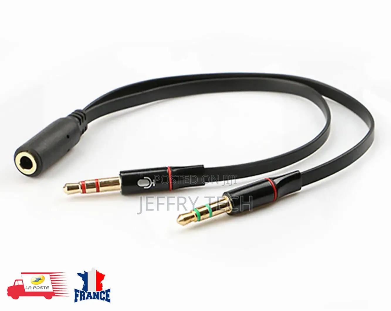 3.5mm Female to 2 Male Micro Stereo Audio Jack Cables For
