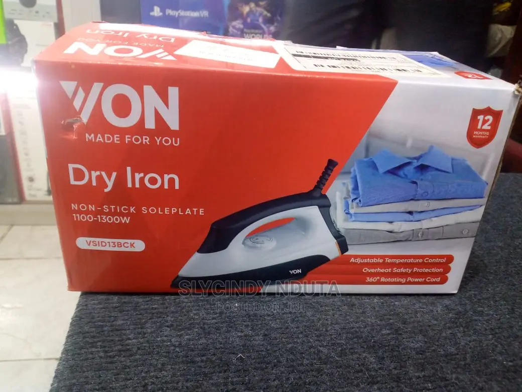 Von Dry Iron Non Stick Soleplate 1100-1300w