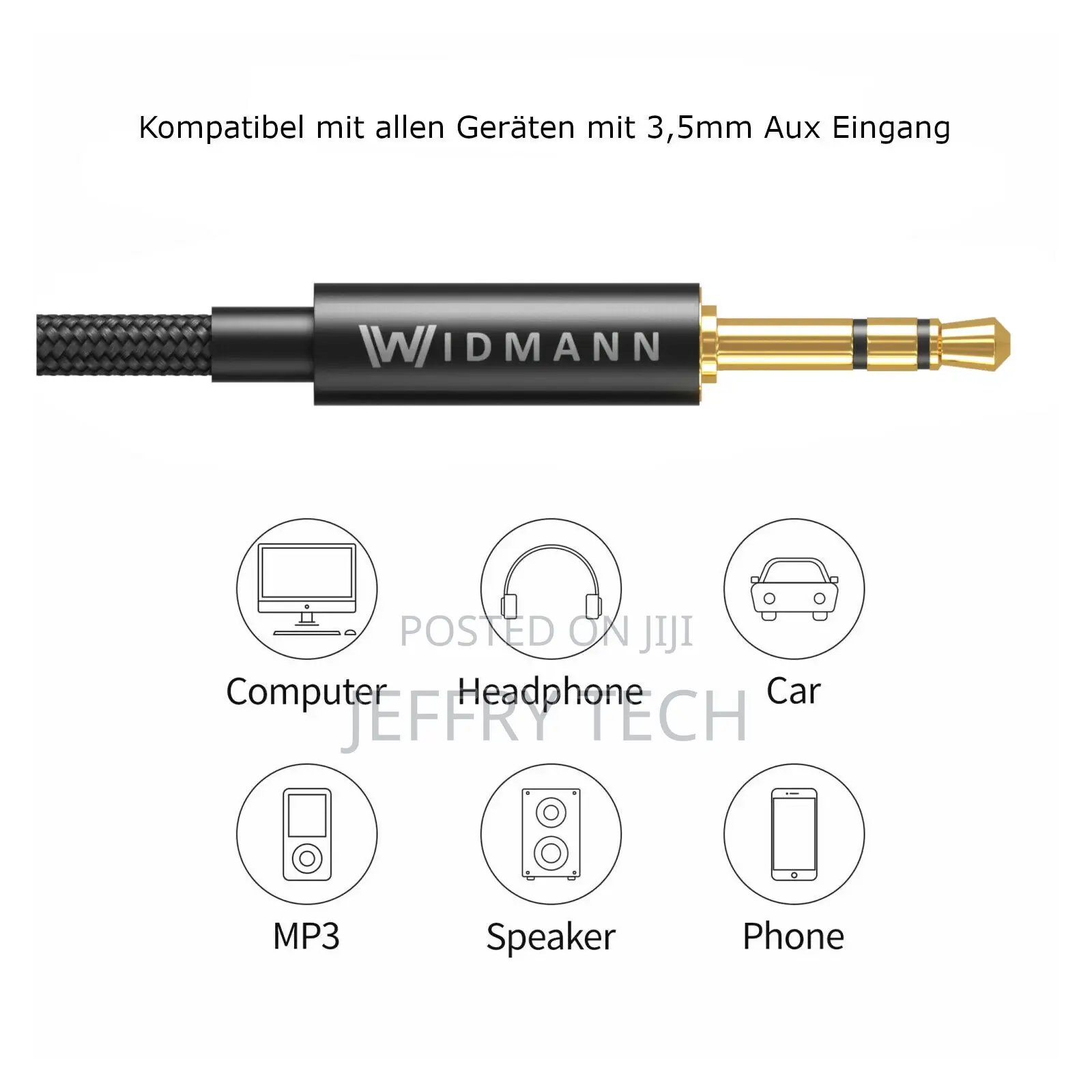 1M AUX Audio Cable 3.5mm Jack Male Jack Cable Cell Phone HTC