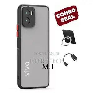 Vivo Y15s Shockproof Back Cover Case + Phone Ring OTG Cabl