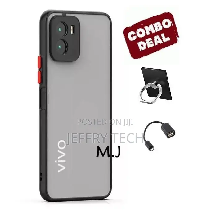 Vivo Y15s Shockproof Back Cover Case + Phone Ring OTG Cabl