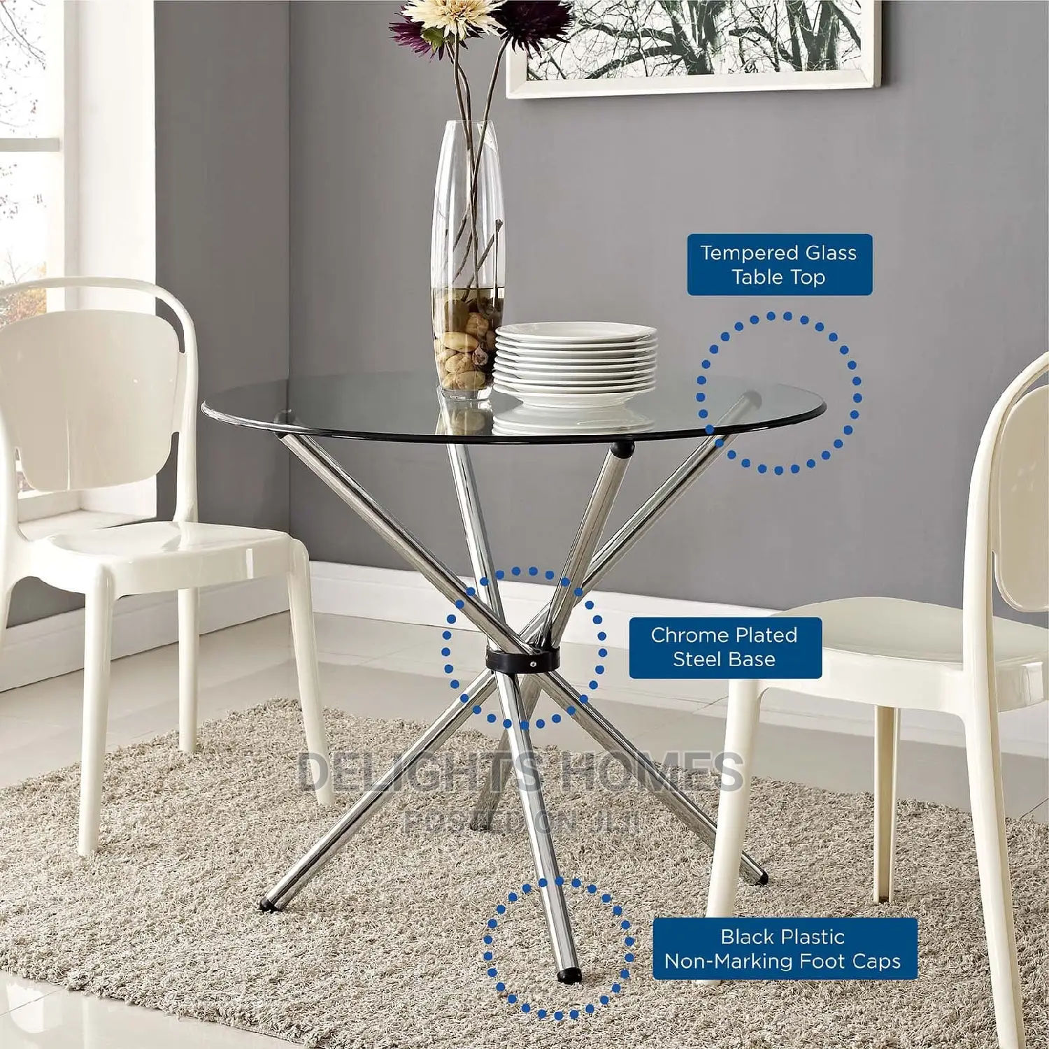 Glass Outdoor/Indoor/Side Table With Collapsible Stands/Legs