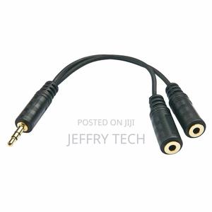 Black 3.5mm Stereo Earphone Headphone Jack Adaptor Splitter - thumbnail 2