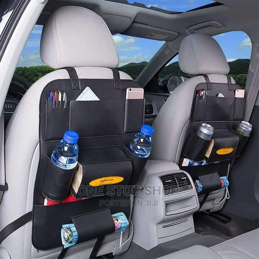2pcs Pu Leather Car Seat Back Organizer