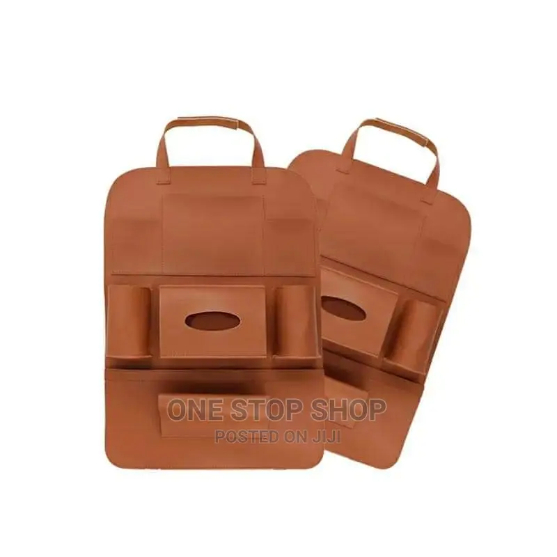 Black,Grey,Brown,Baije 2pcs Leather Back Seat Organizer