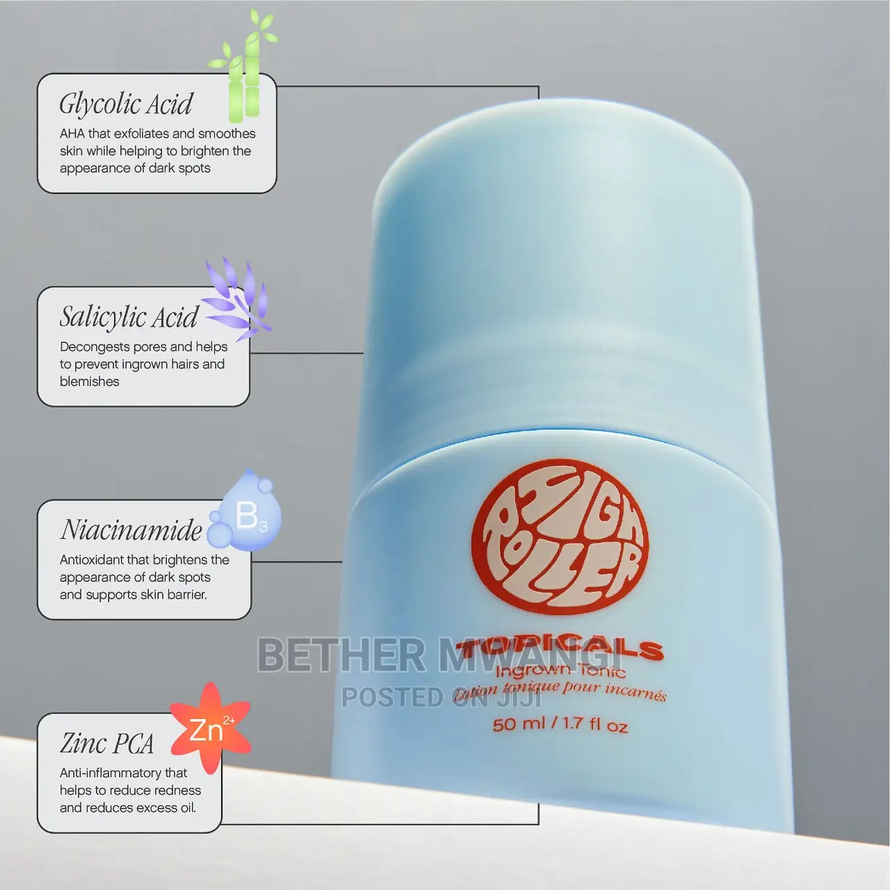 Topicals High Roller Ingrown Hair Tonic With Aha and Bha