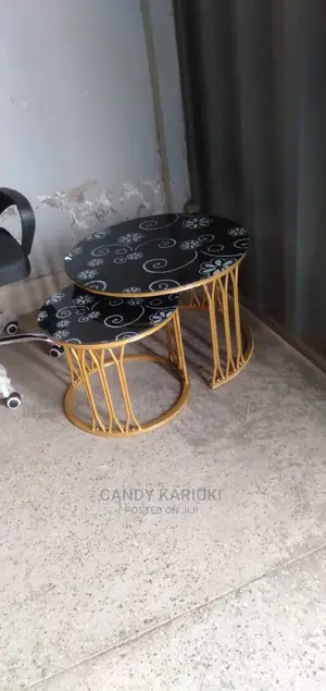 Black Top Flowered Nest Stools