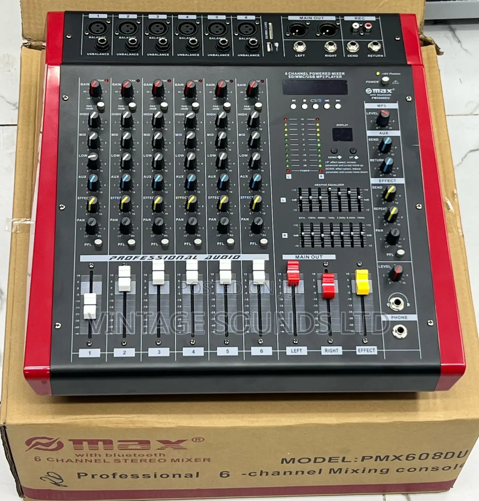 Max PMX 606DU Professional Bluetooth Powered Mixer 6 Channel