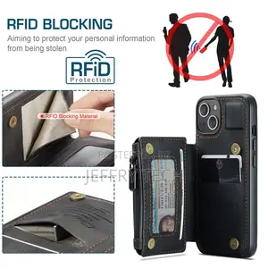 Caseme iPhone 13 Zipper Leather Wallet Case With RFID Blocki