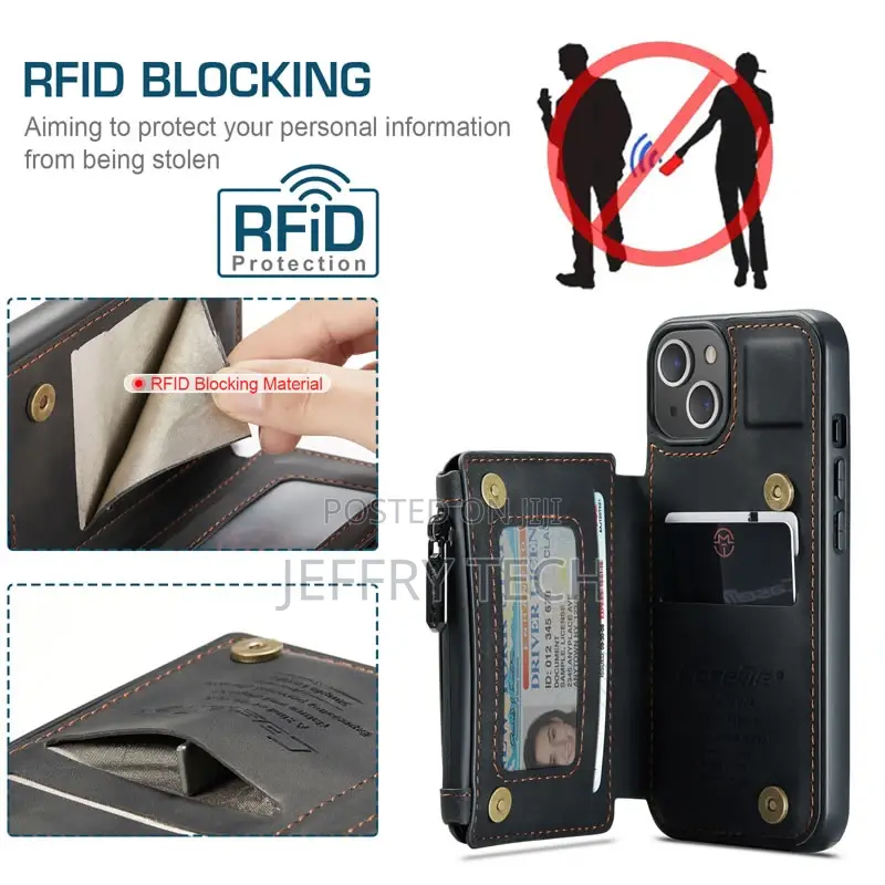 Caseme iPhone 13 Zipper Leather Wallet Case With RFID Blocki