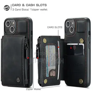 Caseme iPhone 13 Zipper Leather Wallet Case With RFID Blocki
