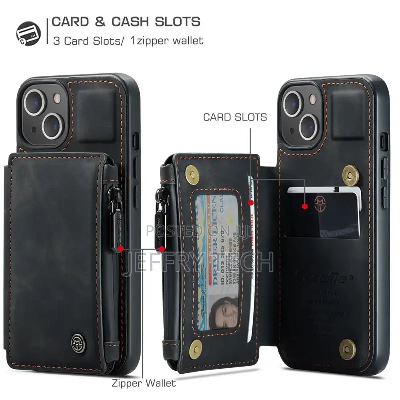 Caseme iPhone 13 Zipper Leather Wallet Case With RFID Blocki