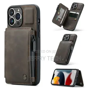 Caseme iPhone 13 Pro Zipper Leather Wallet Case With RFID Bl