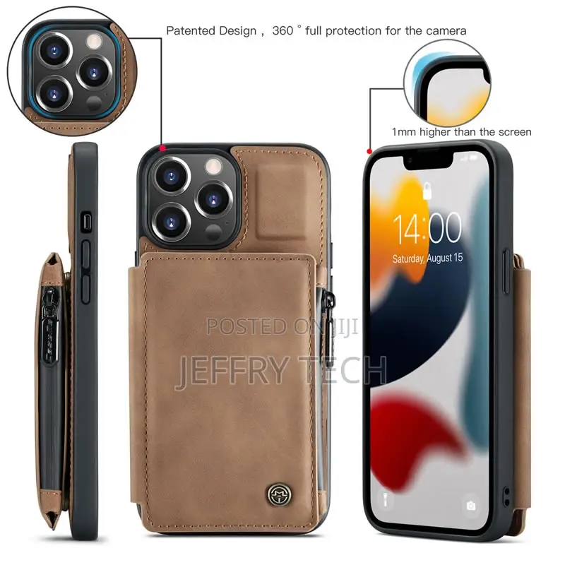 Caseme iPhone 13 Pro Max Zipper Leather Wallet Case With RFI
