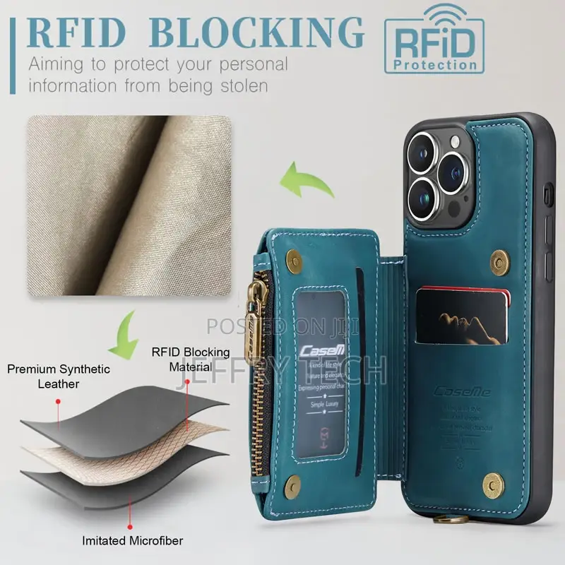 Caseme iPhone 14 Pro Max Leather Zipper Wallet Case With Wri