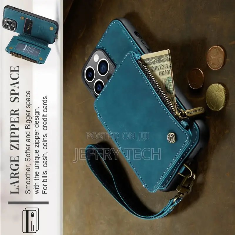 Caseme iPhone 14 Pro Max Leather Zipper Wallet Case With Wri