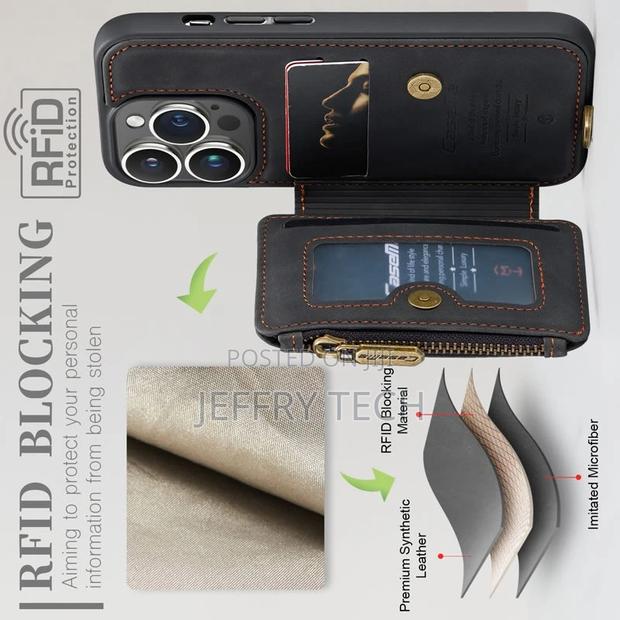 Caseme iPhone 14 Pro Leather Zipper Wallet Case With Wrist S