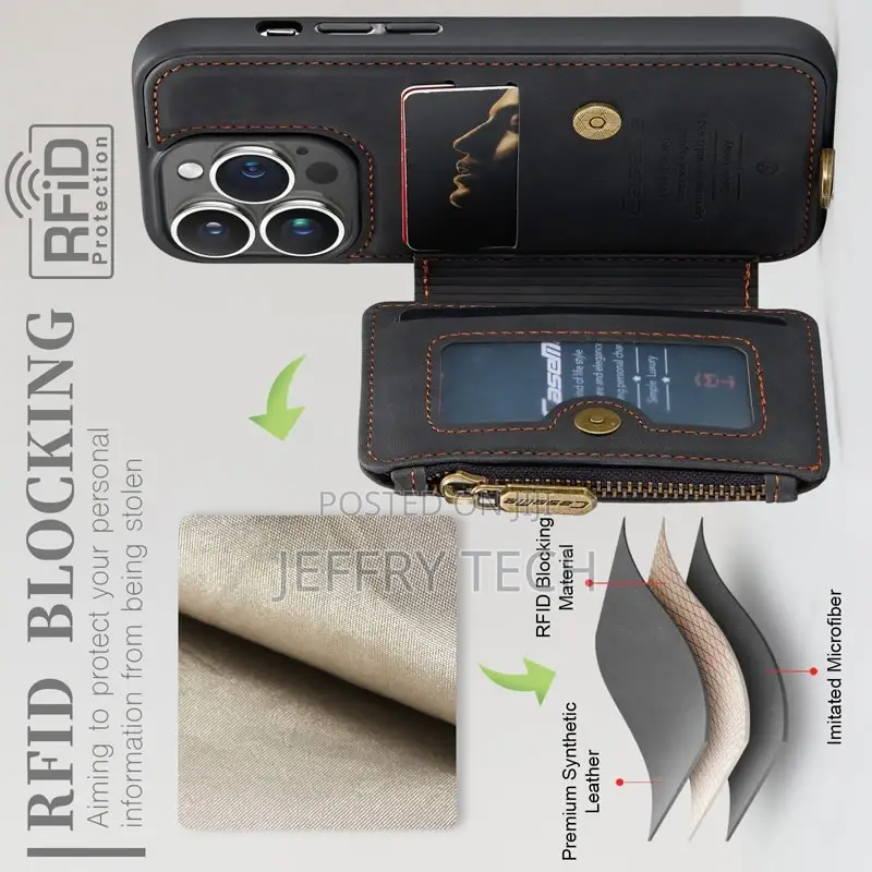 Caseme iPhone 14 Pro Leather Zipper Wallet Case With Wrist S