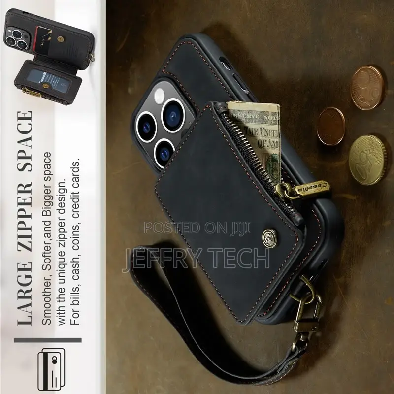 Caseme iPhone 14 Pro Leather Zipper Wallet Case With Wrist S
