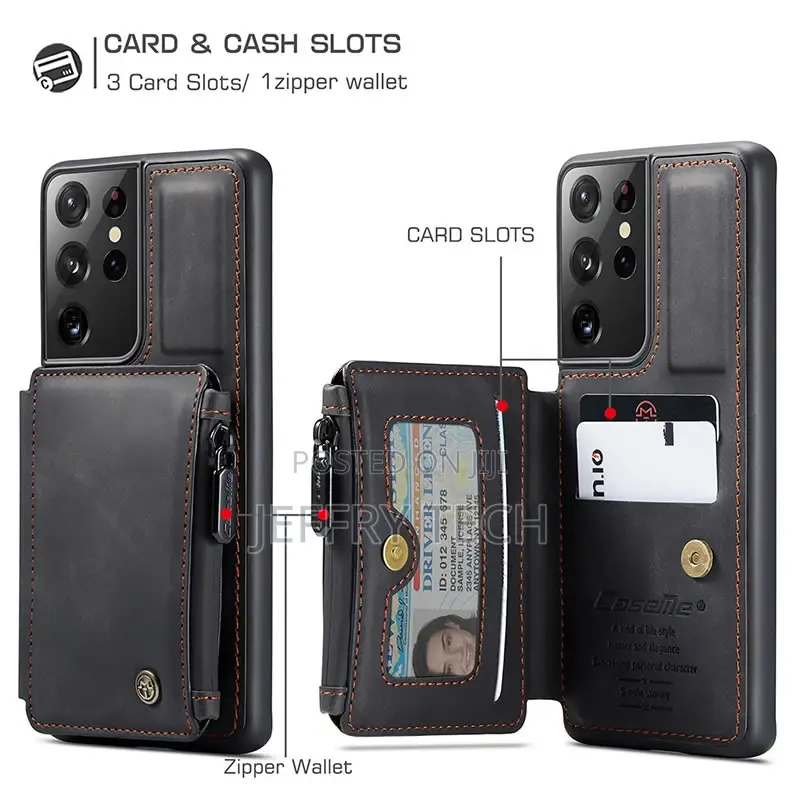Caseme Samsung Galaxy S21 Ultra RFID Blocking Zipper Leather