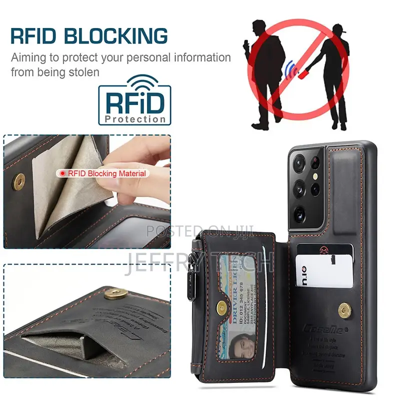 Caseme Samsung Galaxy S21 Ultra RFID Blocking Zipper Leather