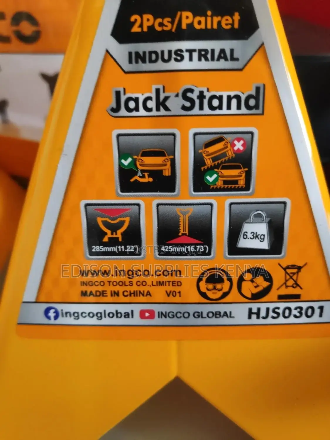 Jack Stands 3 Ton Ingco (1 Pair) Steel Heavy Duty Quality