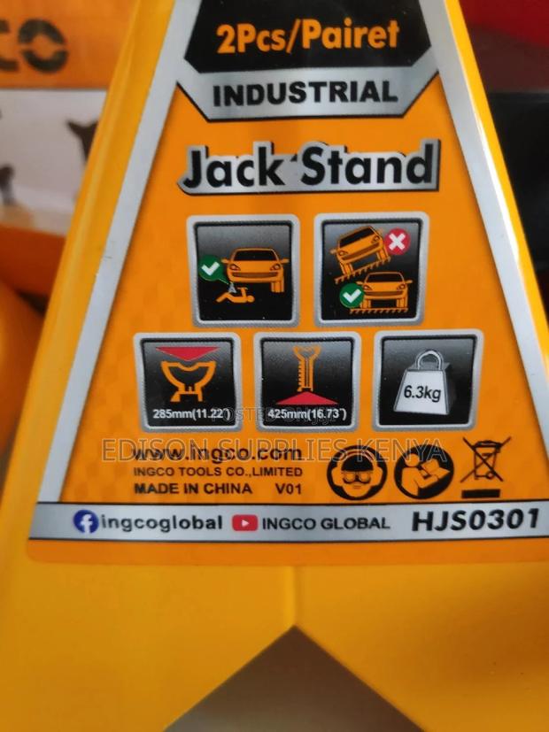 Jack Stands 3 Ton Ingco (1 Pair) Steel Heavy Duty Quality - thumbnail 2