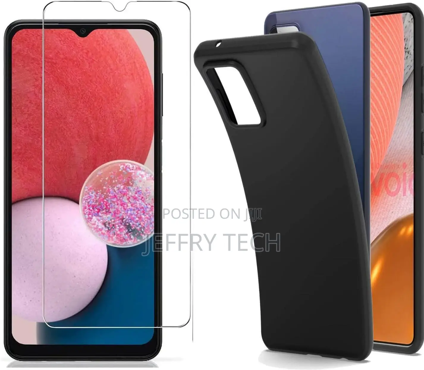 Samsung Galaxy A13 Silicone Gel Phone Cover + Tempered Glass