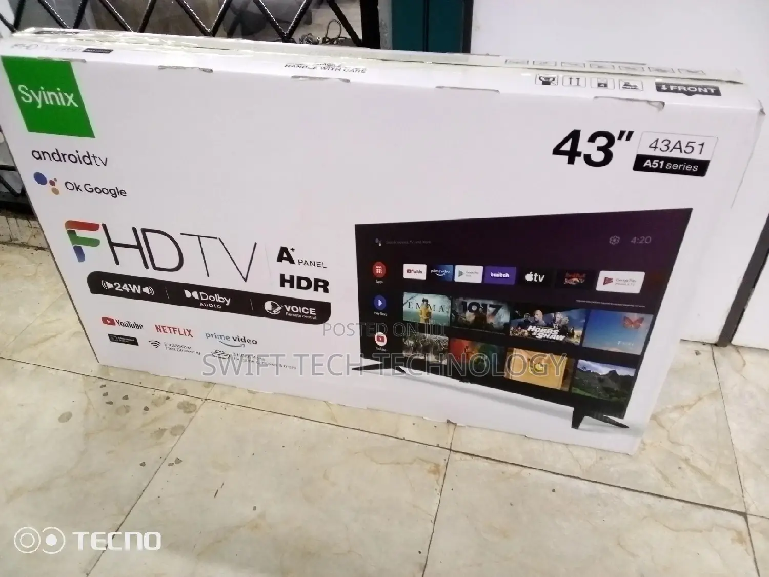 Synix 43" Android Frameless Tv