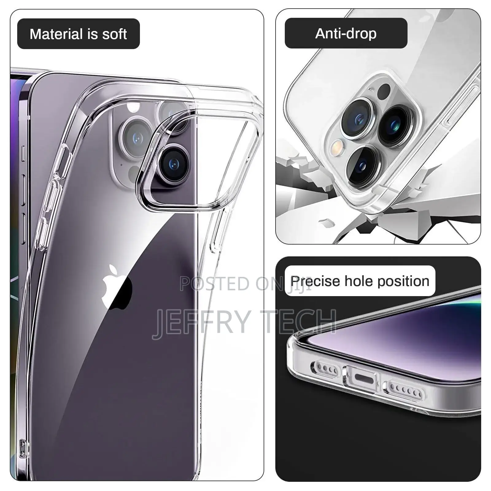 Apple iPhone 14 Plus Pro Max Clear Shockproof Soft Silicone