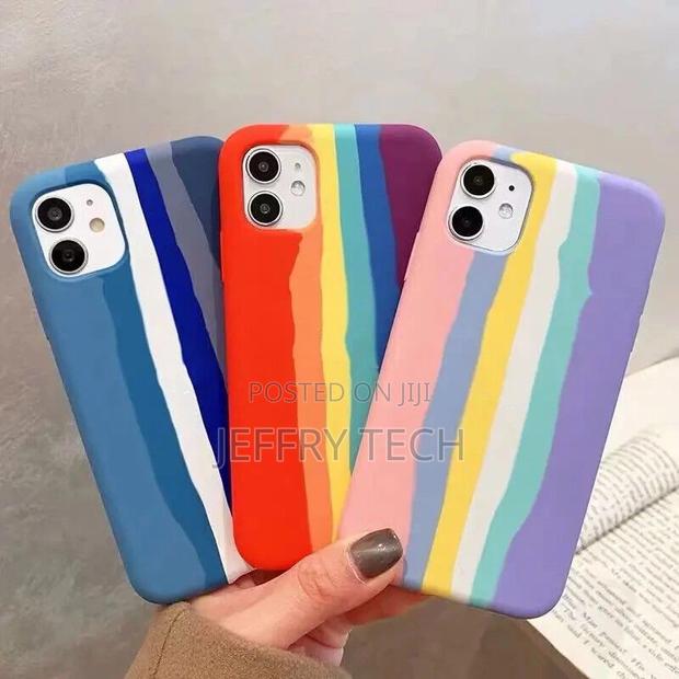Case for iPhone 11 12 13 Pro Mini Max XR X Rainbow Silicon - thumbnail 2