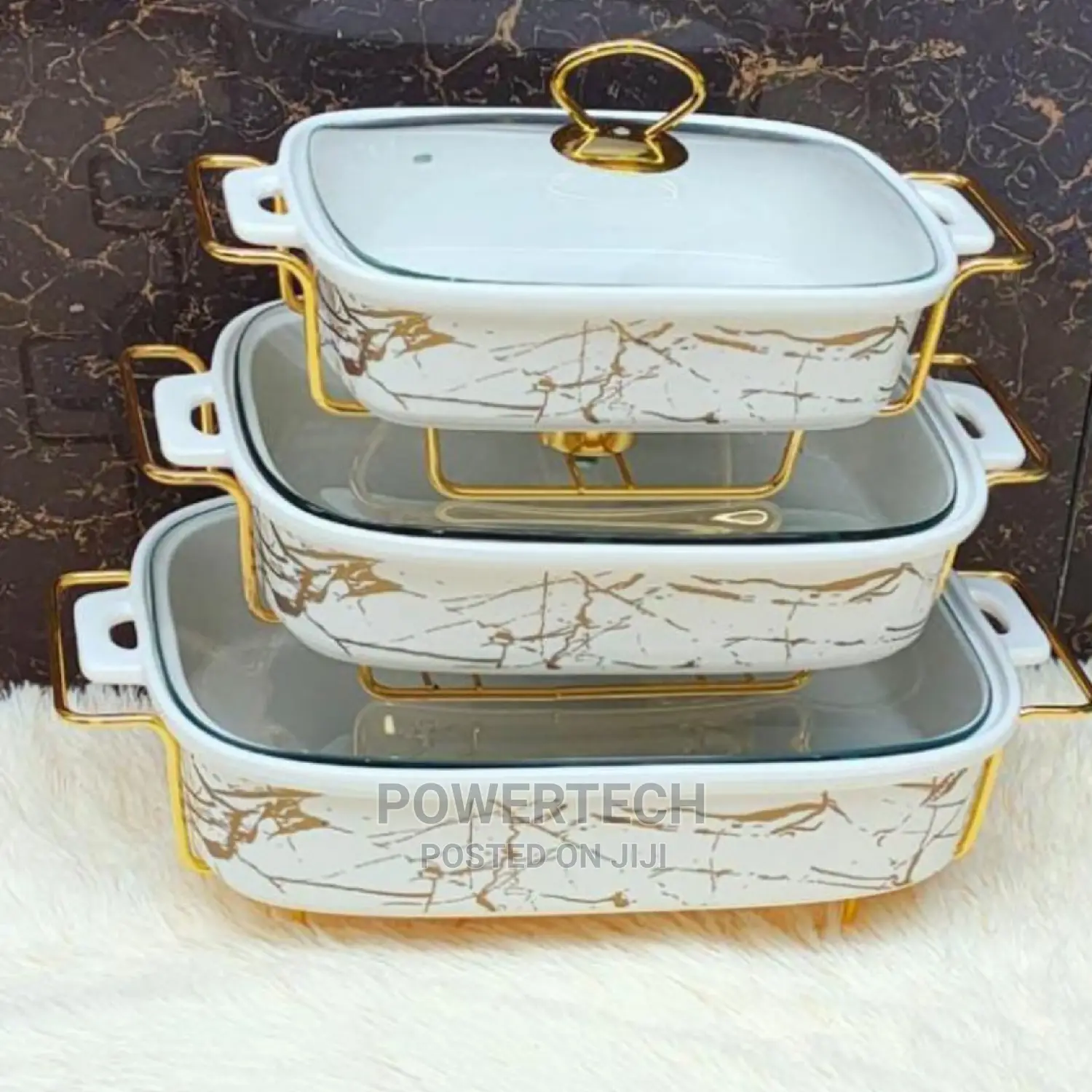 Set of 3 Ceramic Chaffing Dishes