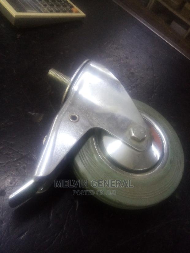 6"Pin Trolley Wheel, Grey With Brake - main view