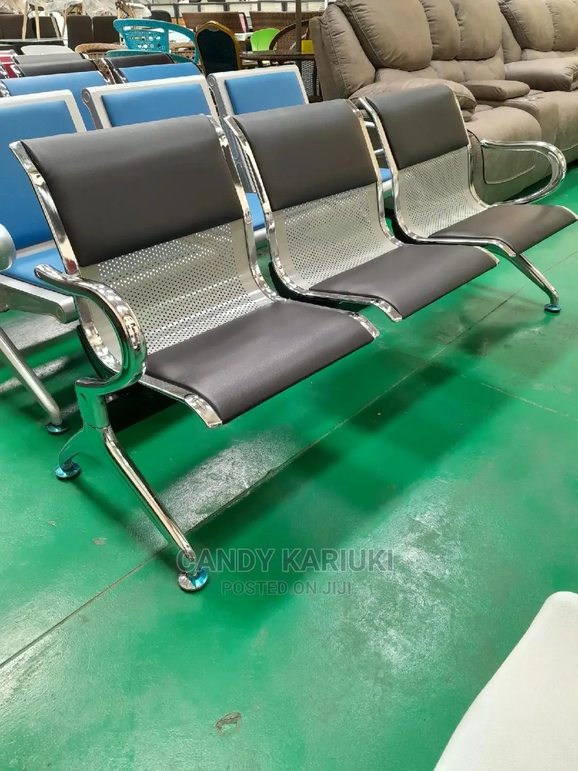 Linked Padded Waiting 3 Seater Bench