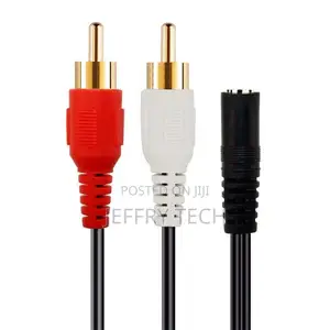 Generic 2-Rca Male to Female 3.5mm Jack Aux Stereo Audio Cab