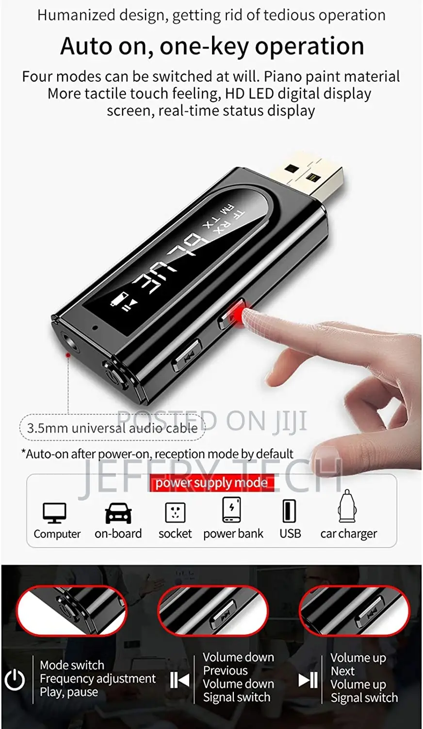 Bluetooth 5.0 Receiver MP3 Players Stereo Music FM Trans