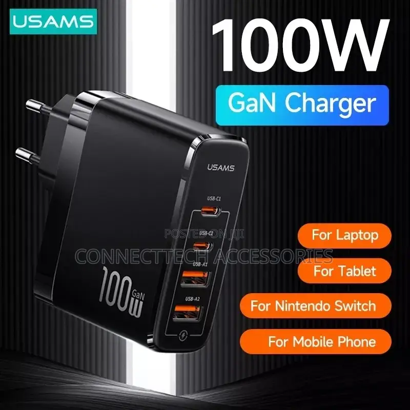Usams 100W 4 Ports GAN Fast Charger
