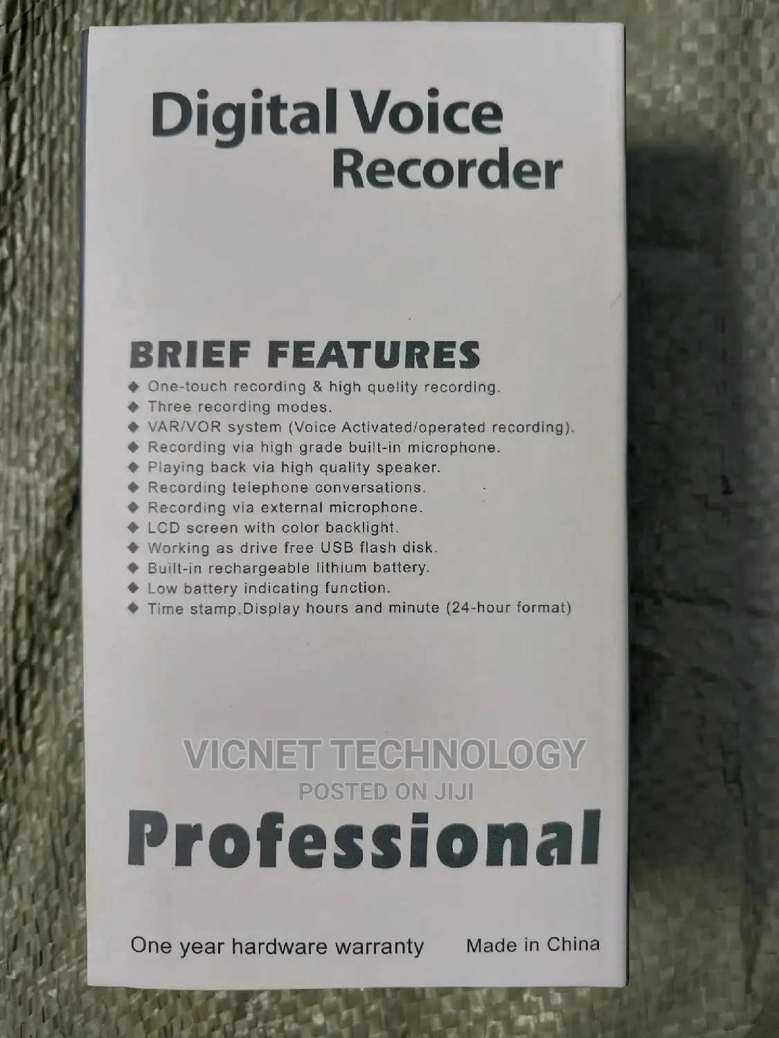 16gb Stereo Voice Recorder With 3 Recording Modes
