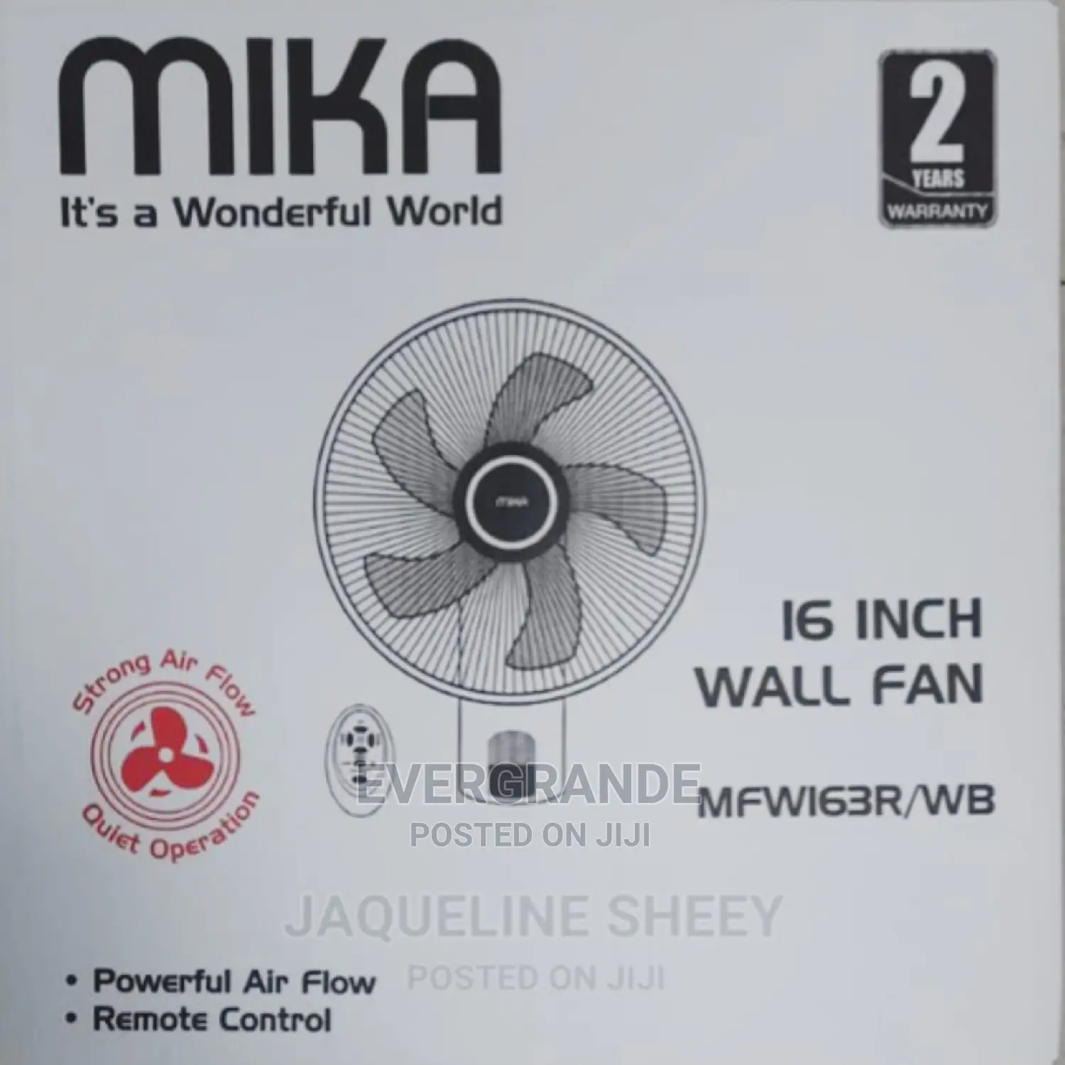 Wall Fan 16" Inches Mika Brand