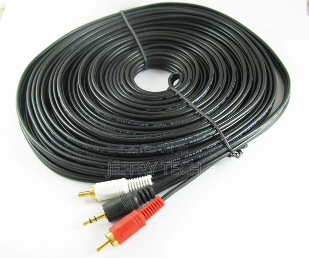 20M Aux 3.5mm Male Plug to 2 RCA Gold Male Stereo Audiocabl - main view