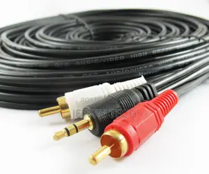 20M Aux 3.5mm Male Plug to 2 RCA Gold Male Stereo Audiocabl