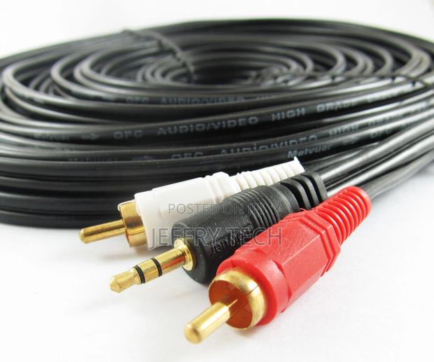 20M Aux 3.5mm Male Plug to 2 RCA Gold Male Stereo Audiocabl - thumbnail 2